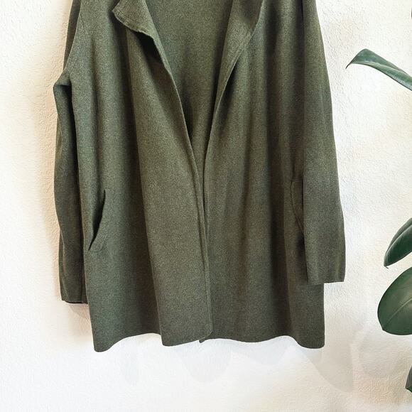 J Crew Womens Vanessa Sweater Jacket XL Heather Olive Green Preppy Minimalist - Picture 3 of 9